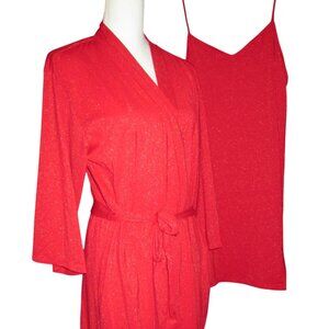I.N.C. International Concepts 2-Pc. Sparkle Robe & Chemise Set Infrared NWT Sz M